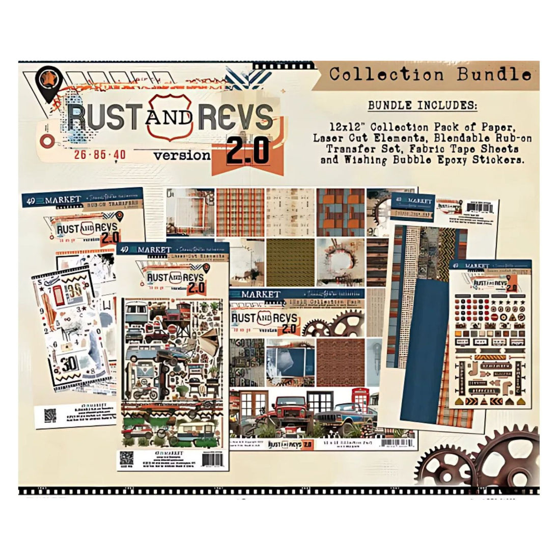 Rust & Revs Collection Bundle / Papel y Adornos Colección Vintage Papel, Hojas Sueltas 49 and Market