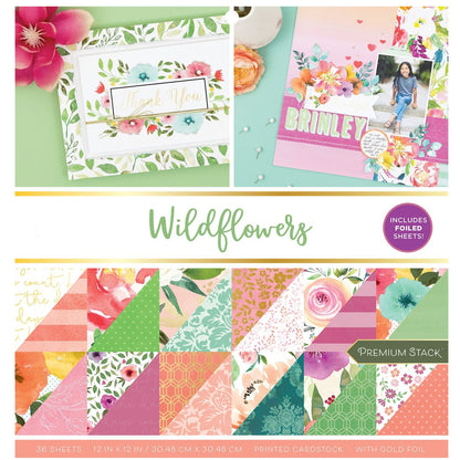 Wildflowers Gold Foil Cardstock 12" / Block de Cartulina Flores Salvajes Papel DCWV