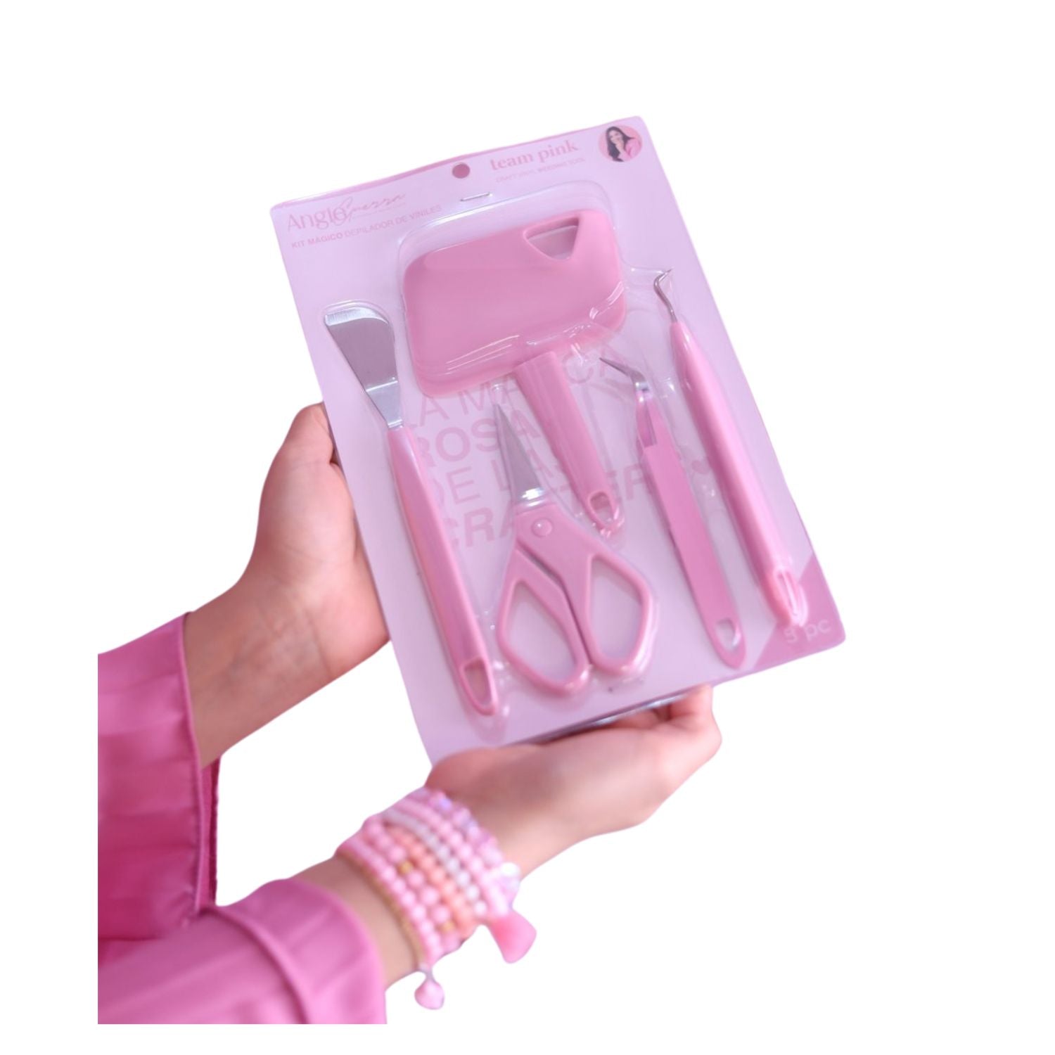 Kit de Herramientas para Manualidades Color Rosa Herramientas Angie Guerra