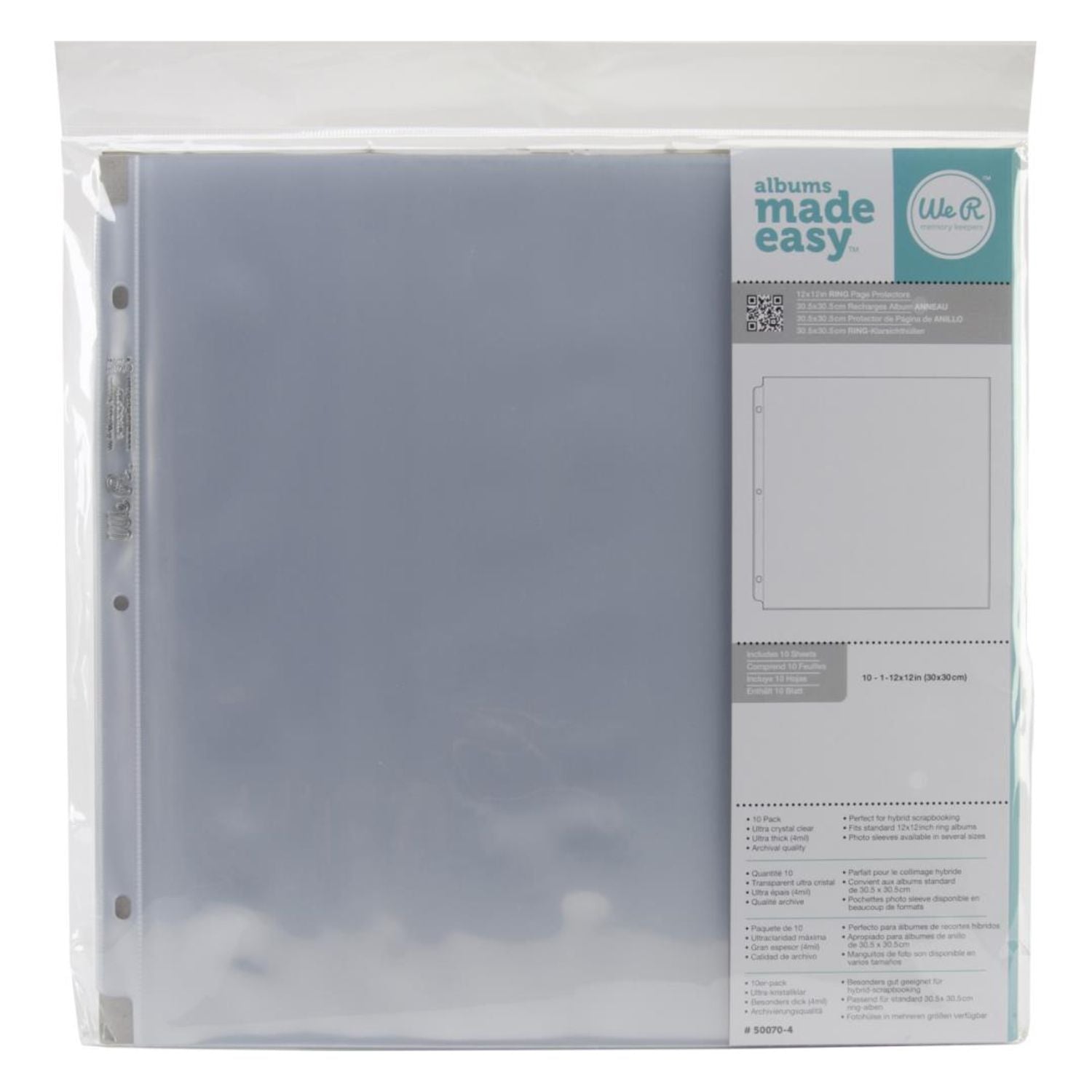 Ring Photo Sleeves 12&quot;X12&quot; Pack / 10 Protectores Fundas Para Fotos Album Almacenamiento y Organización We R Makers