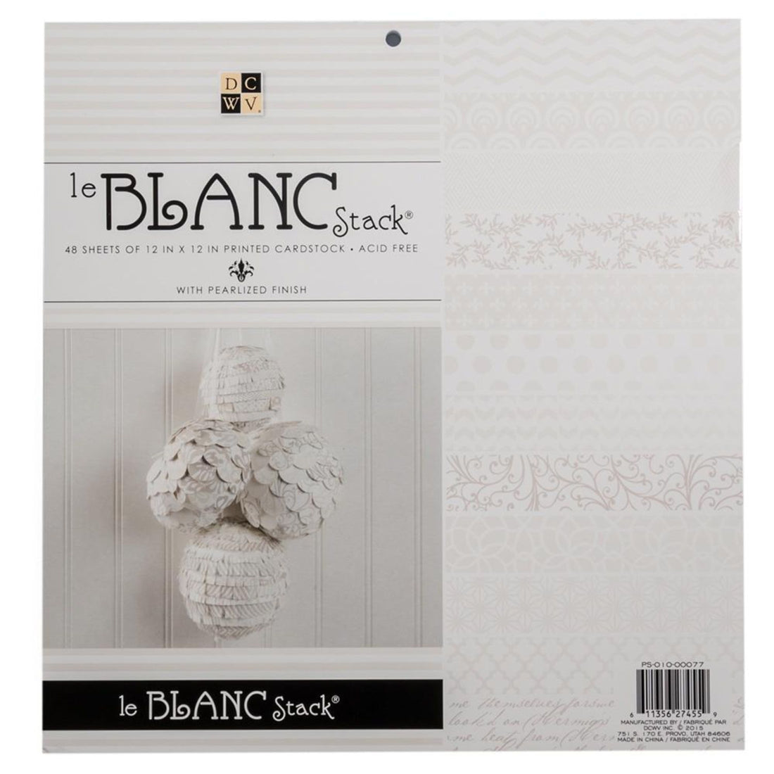 Le Blanc Single-Sided Cardstock Stack / Paquete Cartulina Impresa Blanca 12 x12" Papel DCWV