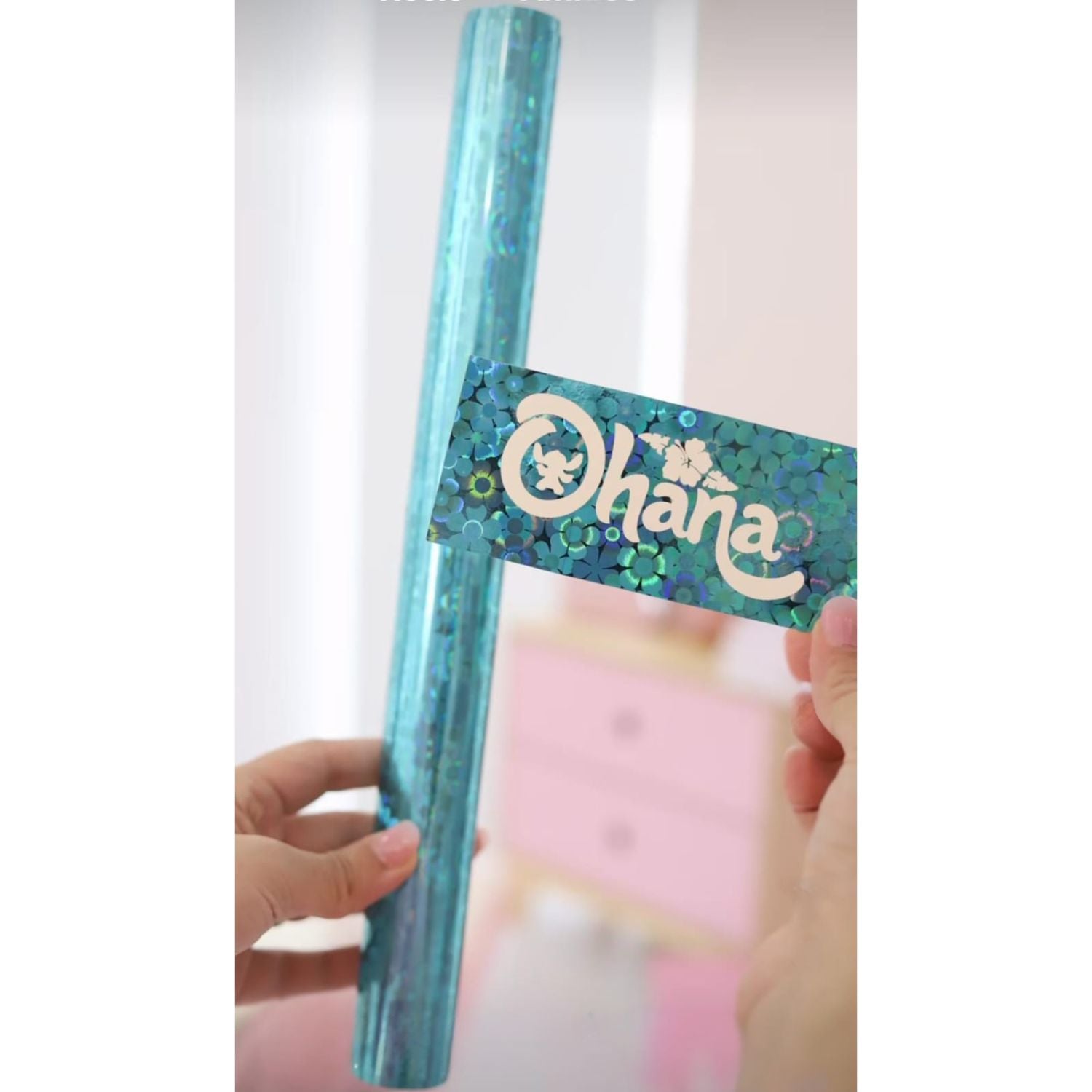 Foil Para Tinta Blue Flower Holográfico 2.5m Foil Reactivo Angie Guerra