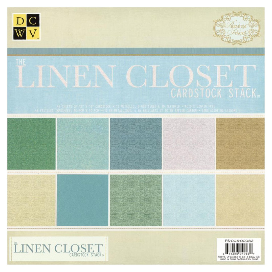 Linen Closet Solid Cardstock Stack / Paquete Cartulina Colores Pastel 12 x12" Papel DCWV