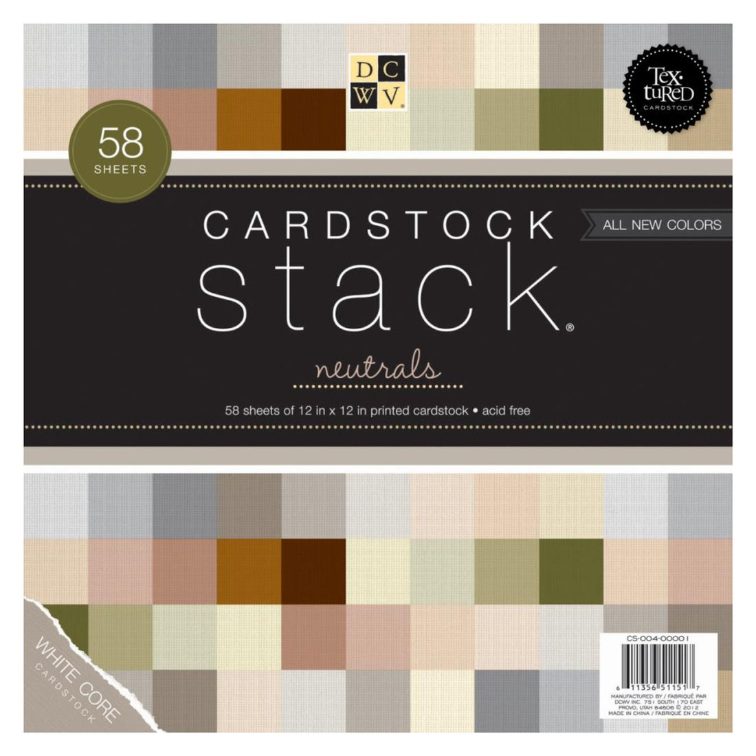 Neutrals Cardstock Stack / Paquete Cartulina Colores Neutrales 12 x12" Papel DCWV