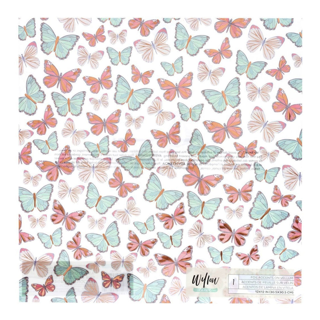 Willow Vellum Paper Sheet / 1 Hoja Papel Albanene Mariposas 12&quot; Papel, Hojas Sueltas Crate Paper