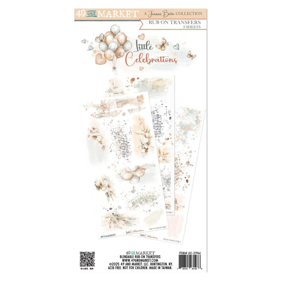 Juego Set Transferencias Frotar Calor Álbum Decorar Fotos Tonos Neutros Stickers 49 and Market