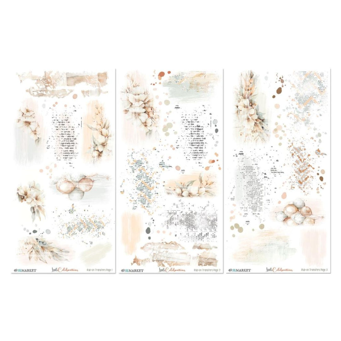 Juego Set Transferencias Frotar Calor Álbum Decorar Fotos Tonos Neutros Stickers 49 and Market