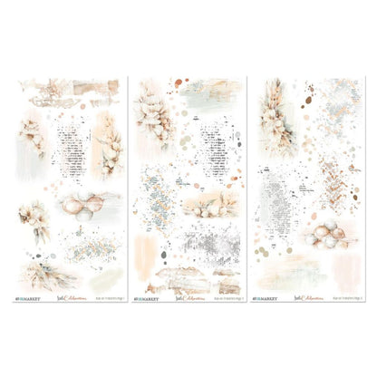 Juego Set Transferencias Frotar Calor Álbum Decorar Fotos Tonos Neutros Stickers 49 and Market