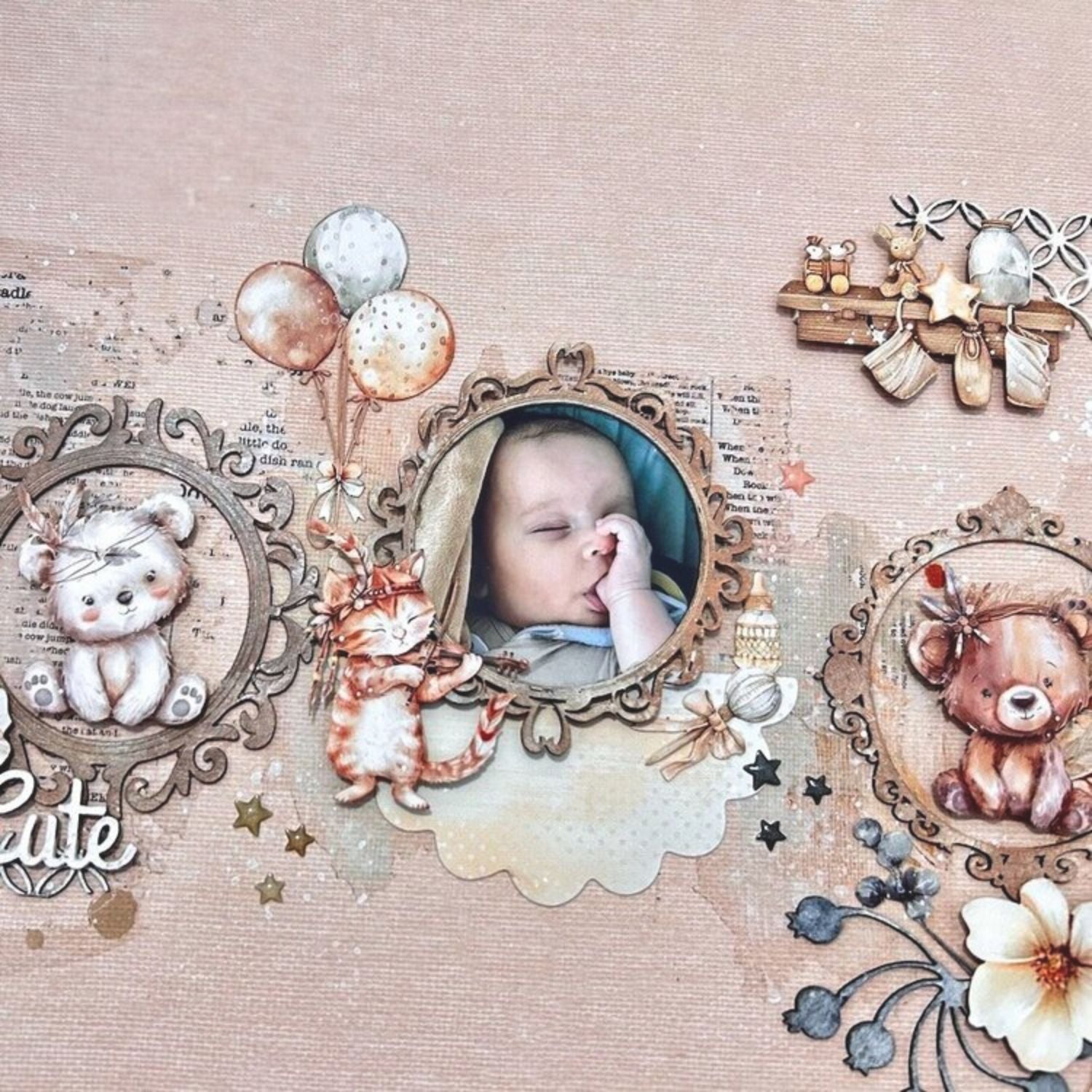 Juego Set Transferencias Frotar Calor Álbum Decorar Fotos Tonos Neutros Stickers 49 and Market