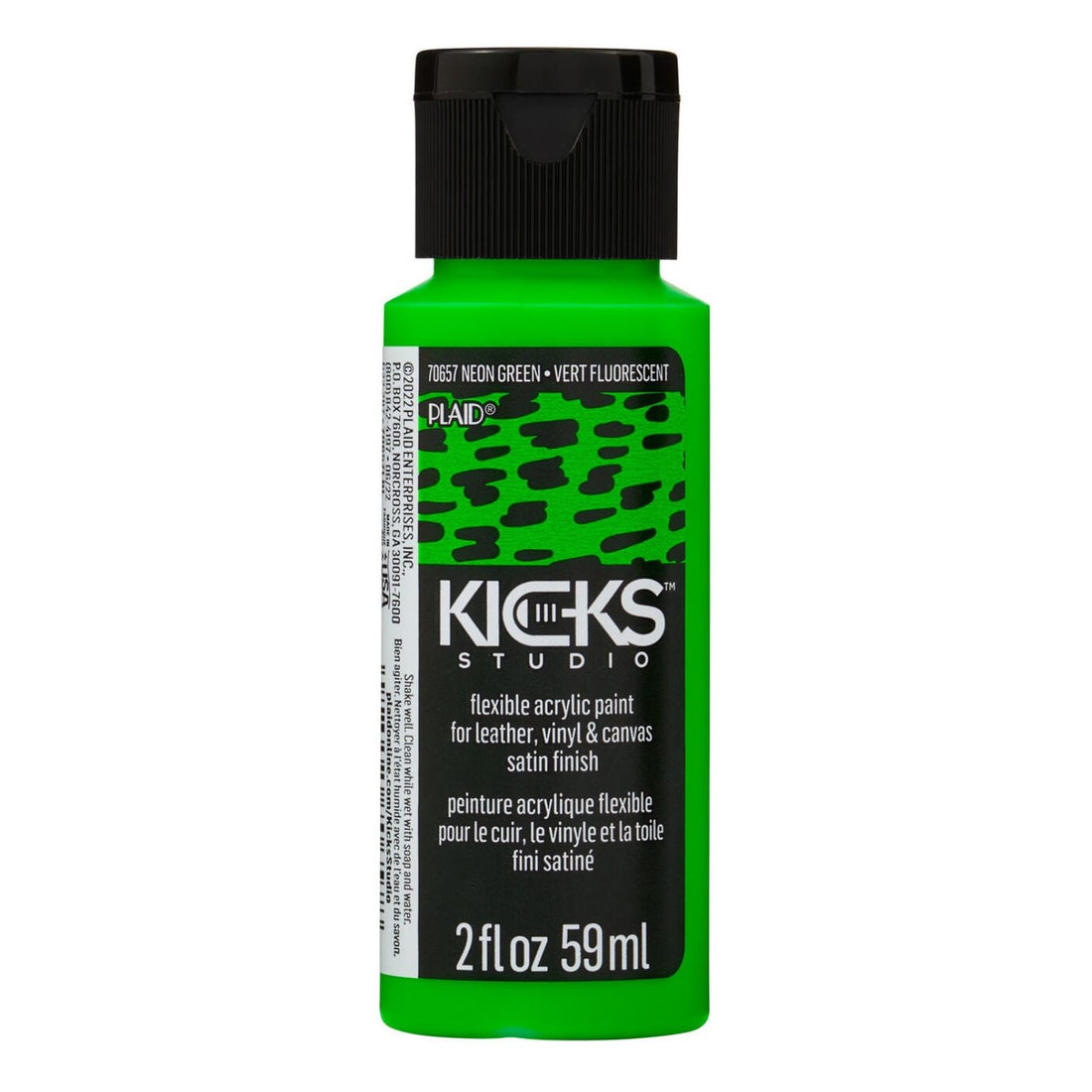 Kicks Studio Shoe Acrylic Paint Neon Green / Pintura AcrÃlica para Cuero, Vinil y Tela Verde Neon Acrìlicos Plaid