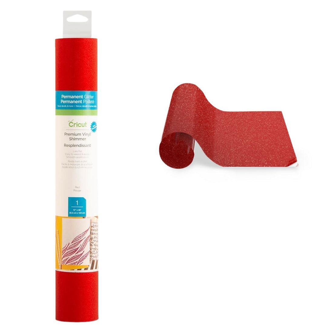 Premium Vinyl Shimmer Red 12 x 48&quot; / Rollo de Vinil Permanente Rojo Glitter Viniles Cricut