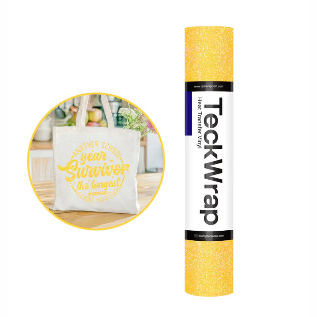 Fancy Glitter Neon Yellow HT Vinyl / Vinil Termoadhesivo Amarillo Neón Viniles Teckwrap