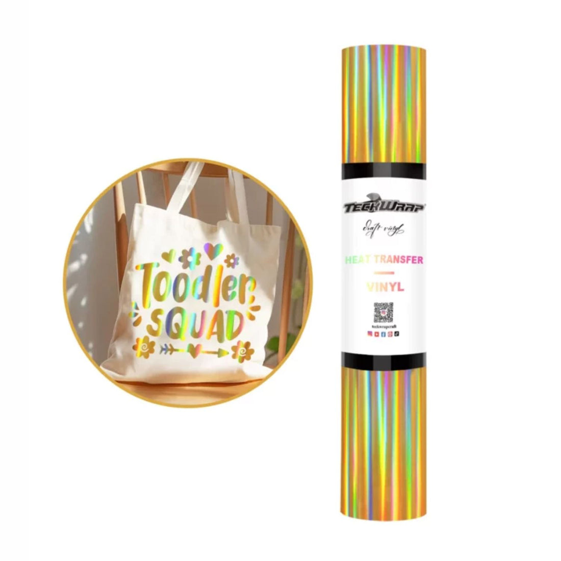 Soft Holo Luxury Gold HTV Vinyl / Vinil Termoadhesivo Oro Holográfico Viniles Teckwrap