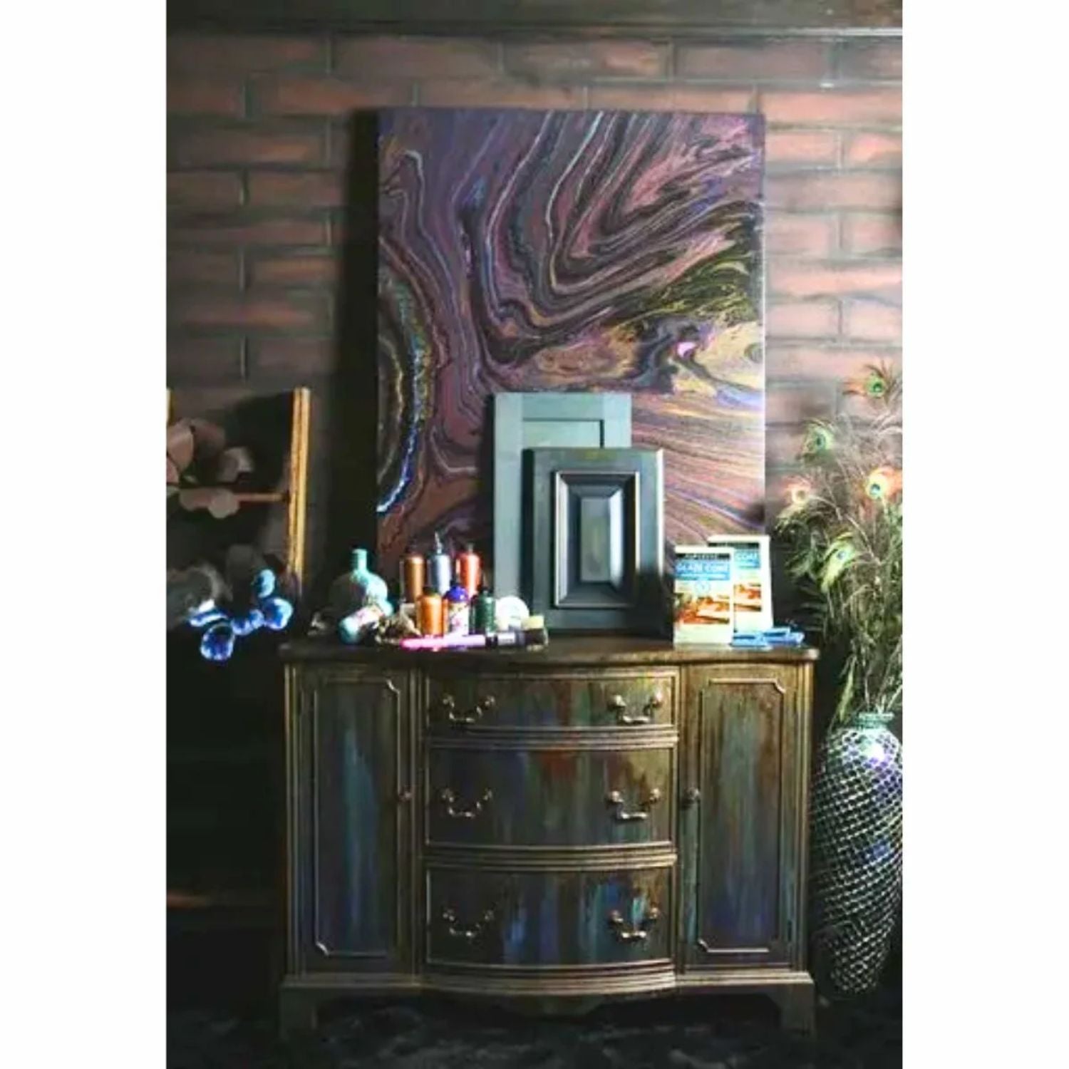 Metallic Wood Stain &amp; Glaze Metallic Athena / Tinta y Esmalte Metálica Multi Superficies Pintura y Medios Mixtos Unicorn Spit