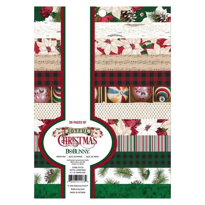 Joyful Christmas Paper Pad Stack 6x8&quot; / Block Hojas Feliz Navidad Papel BoBunny