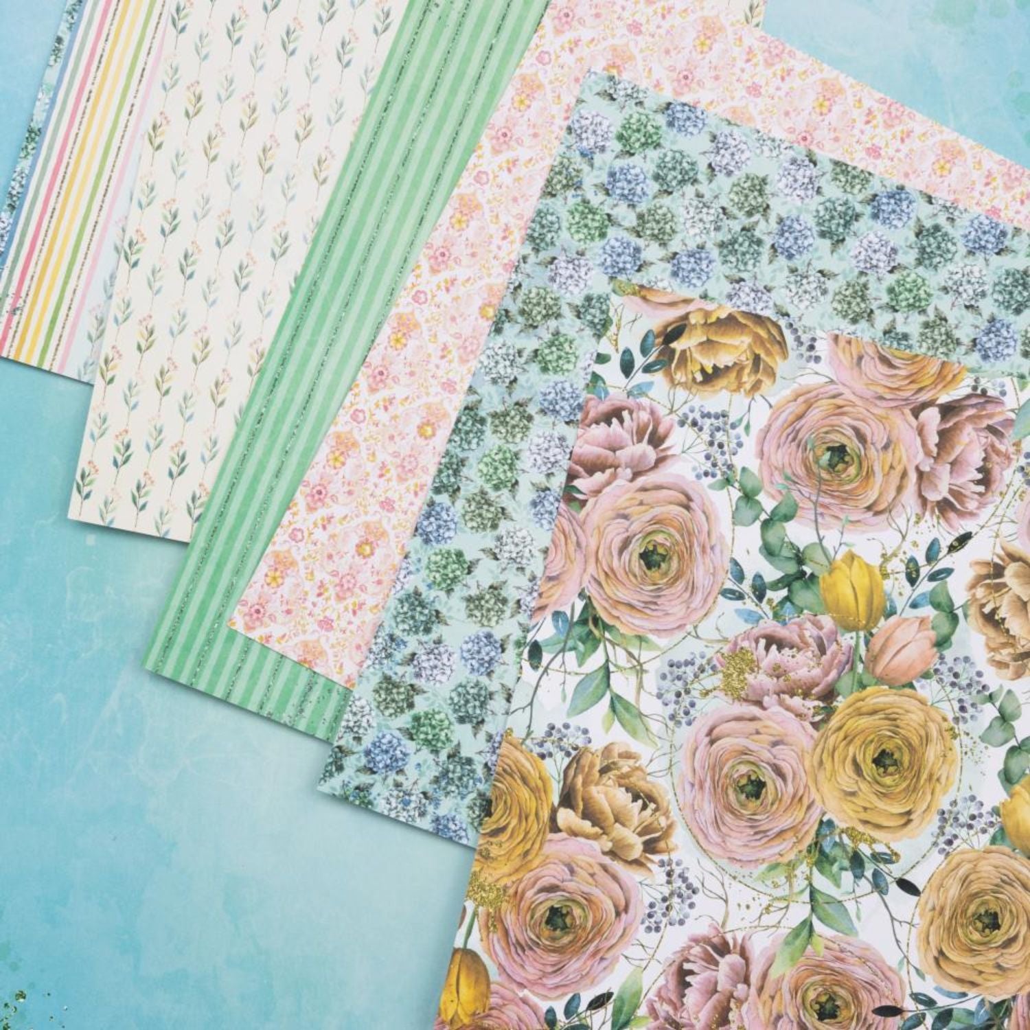 Willow &amp; Sage Paper Pad Stack 6x8&quot; / Block Hojas Flores Sauce Y Salvia Papel BoBunny