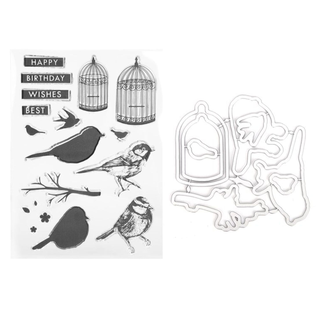 Set De Sellos Y Suajes De Aves Y Jaulas