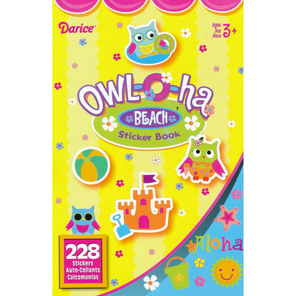 Sticker Book for Kids Owl-o-ha Beach / Libro con 228 Estampas Buhos en la Playa Stickers Darice