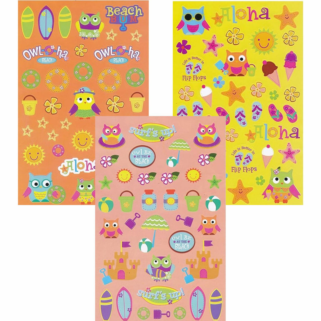 Sticker Book for Kids Owl-o-ha Beach / Libro con 228 Estampas Buhos en la Playa Stickers Darice