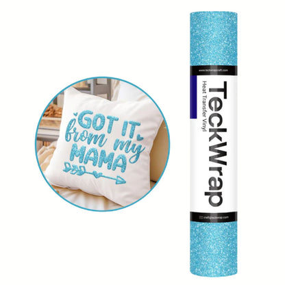 Glitter Puff HTV Romantic Blue / Vinil Termoadhesivo Glitter Puff Azul Romántico Viniles Teckwrap