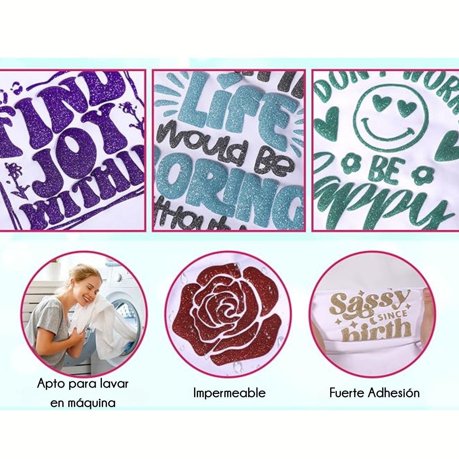 Glitter Puff HTV Red / Vinil Termoadhesivo Glitter Puff Rojo Viniles Teckwrap