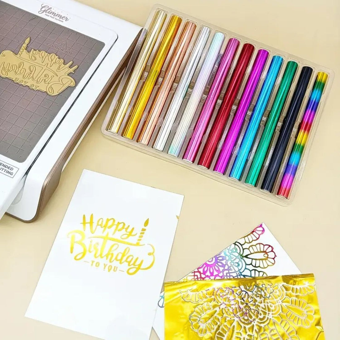 Kit 12 Rollos Foil Reactivo Al Calor Foil Hobbees