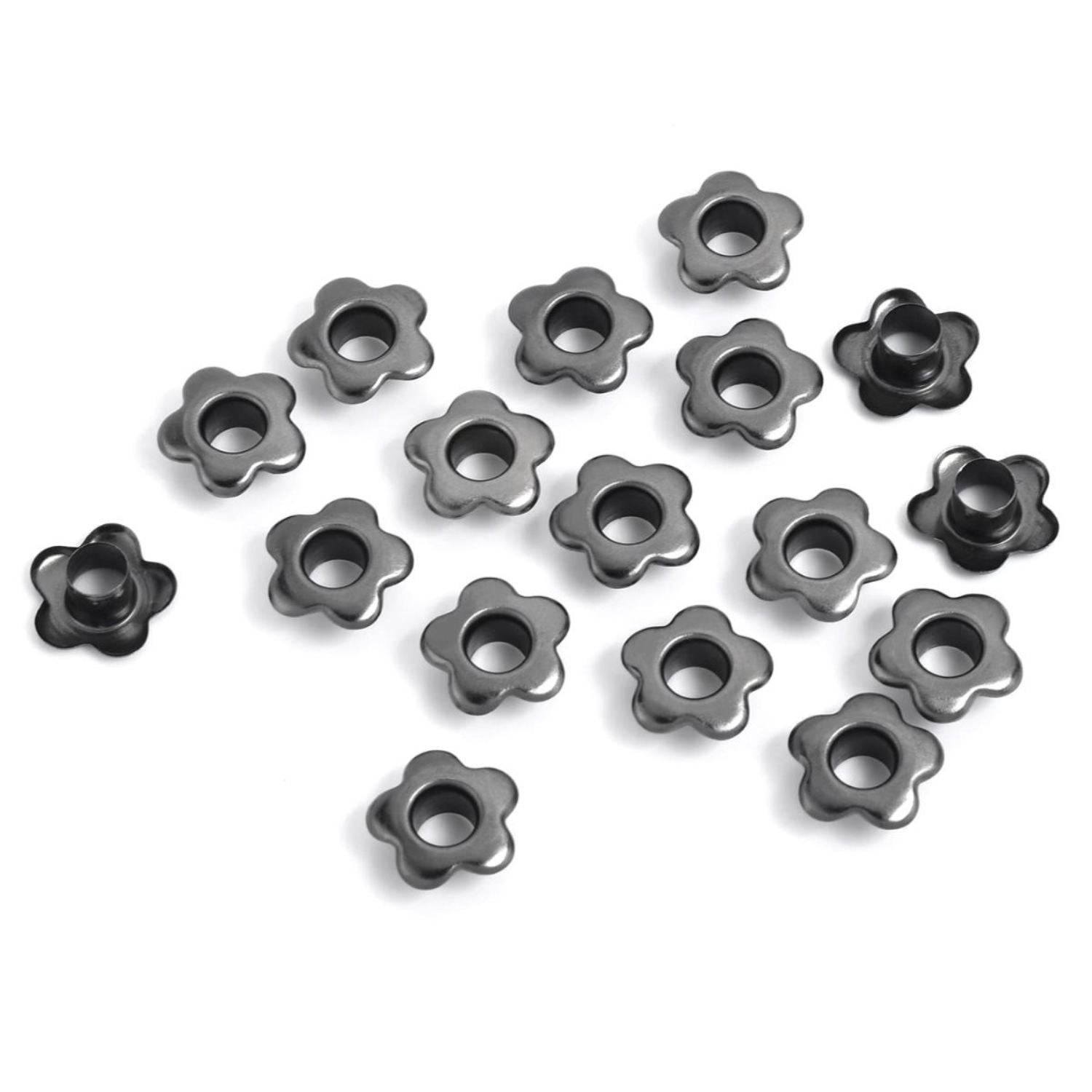 25 Ojillos De Flor Acero Negro 5mm Adornos / Embellishments Hobbees