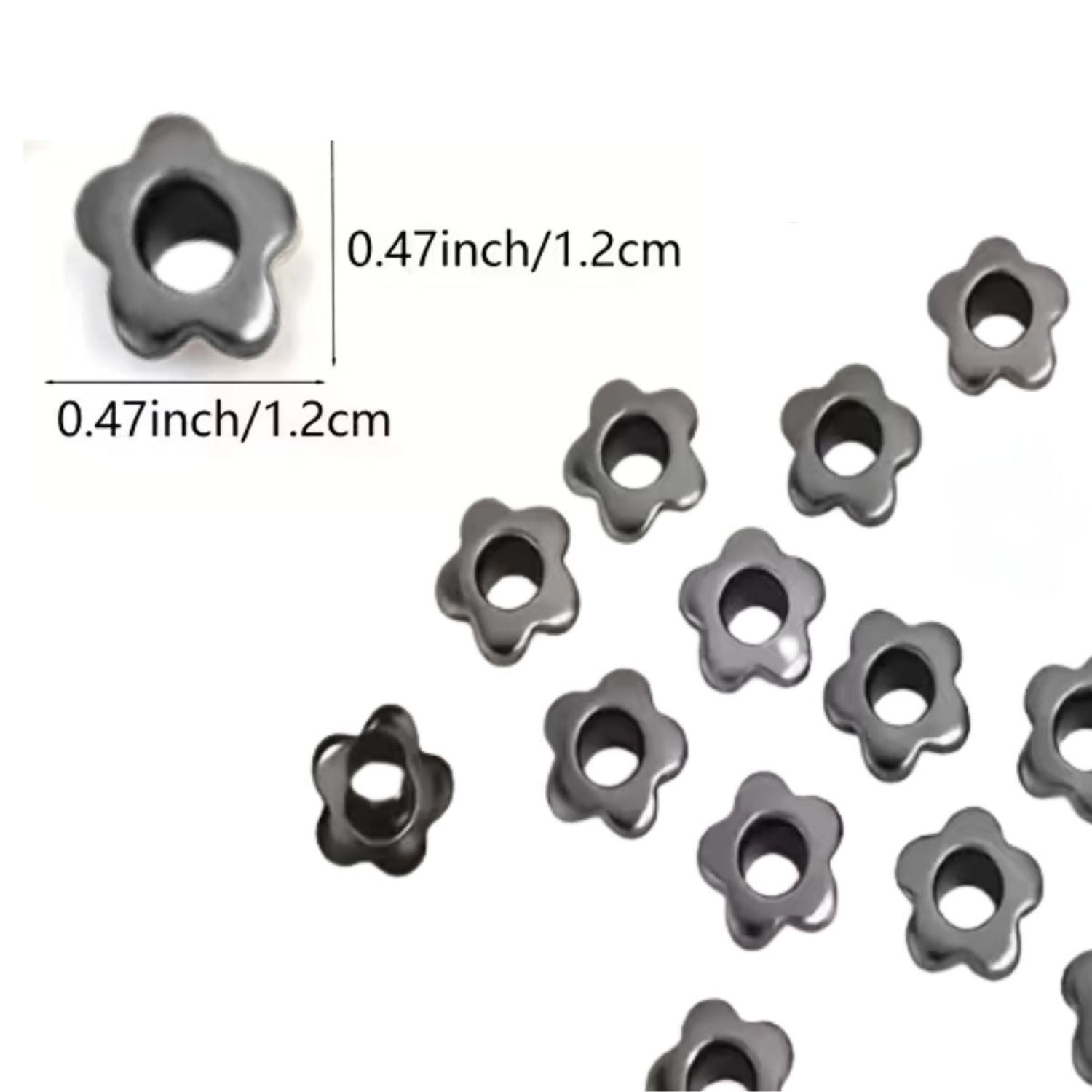 25 Ojillos De Flor Acero Negro 5mm Adornos / Embellishments Hobbees