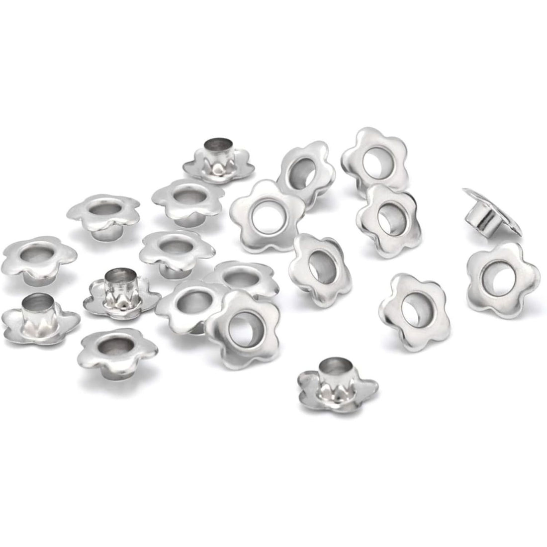 25 Ojillos De Flor Acero Plateados 5mm Adornos / Embellishments Hobbees