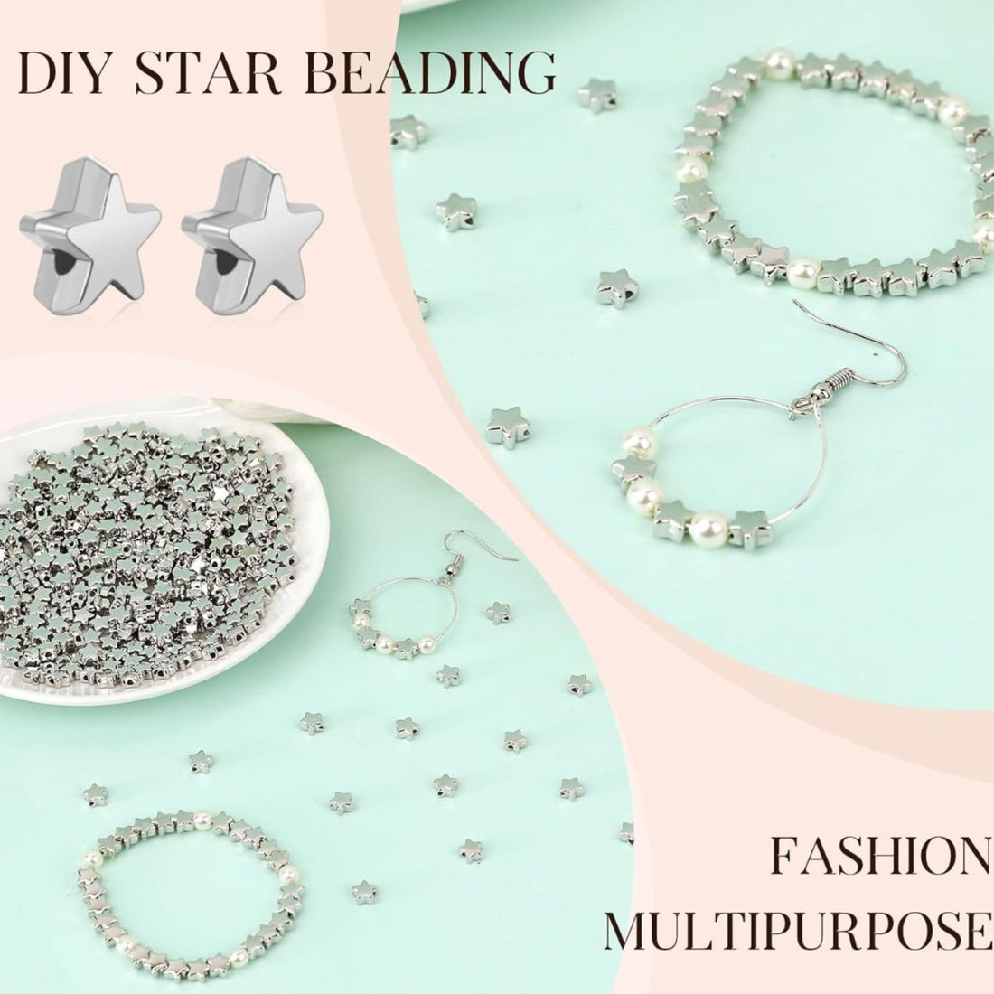 50 Cuentas Estrellas Para Charms Y Joyeria Accesorios Hobbees