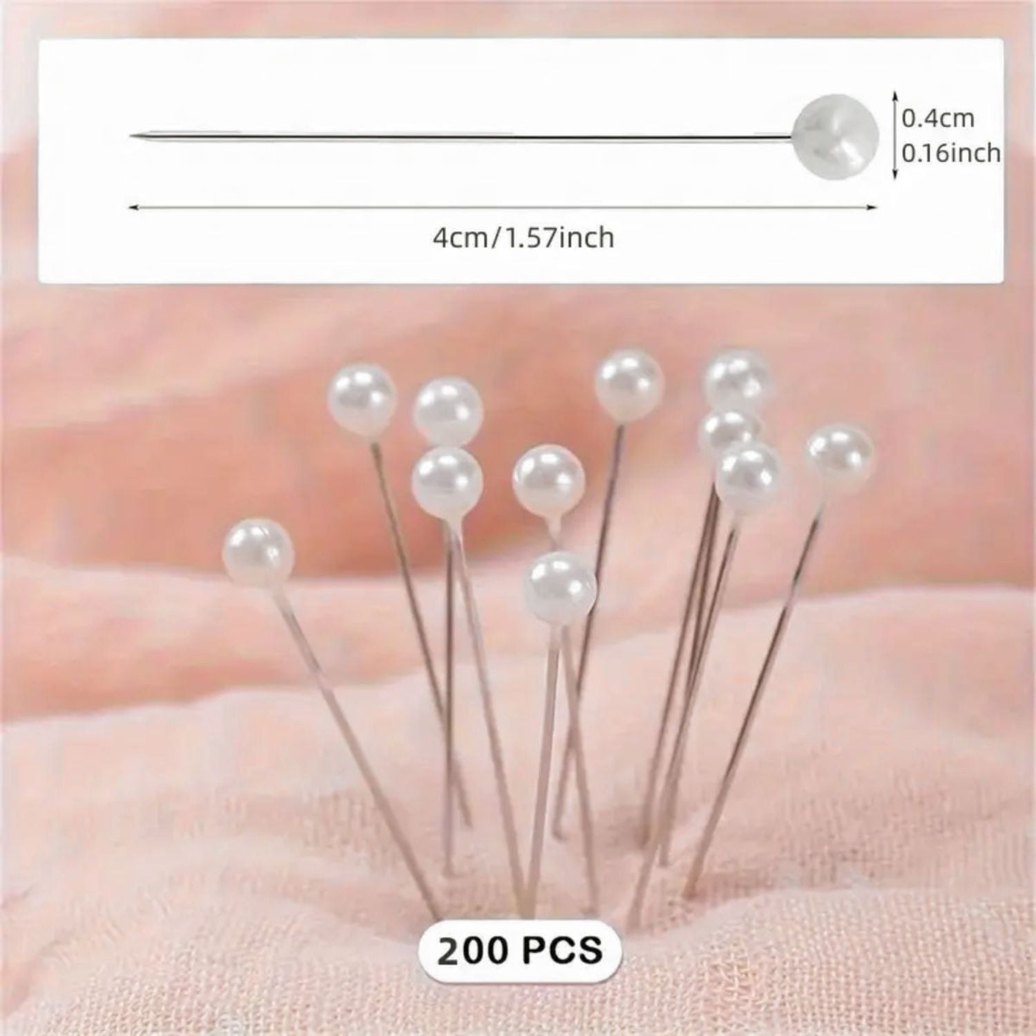 200 Alfileres con Cabeza de Perla 4 cm Adornos / Embellishments Hobbees
