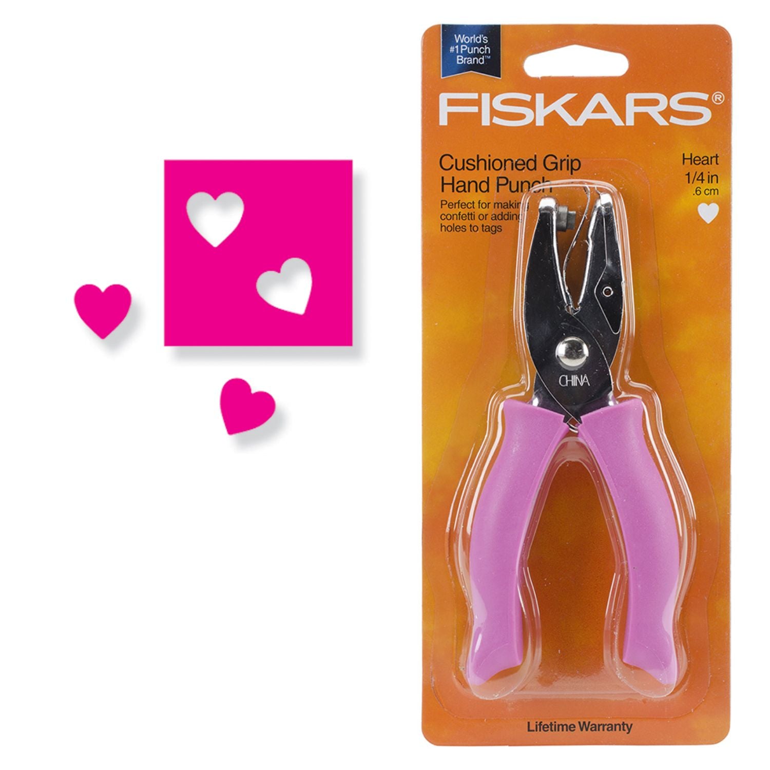 Cushioned Grip Hand Punch Heart 1/4" / Perforadora de Hoyitos de Corazón 0.6 cm Perforadoras Fiskars