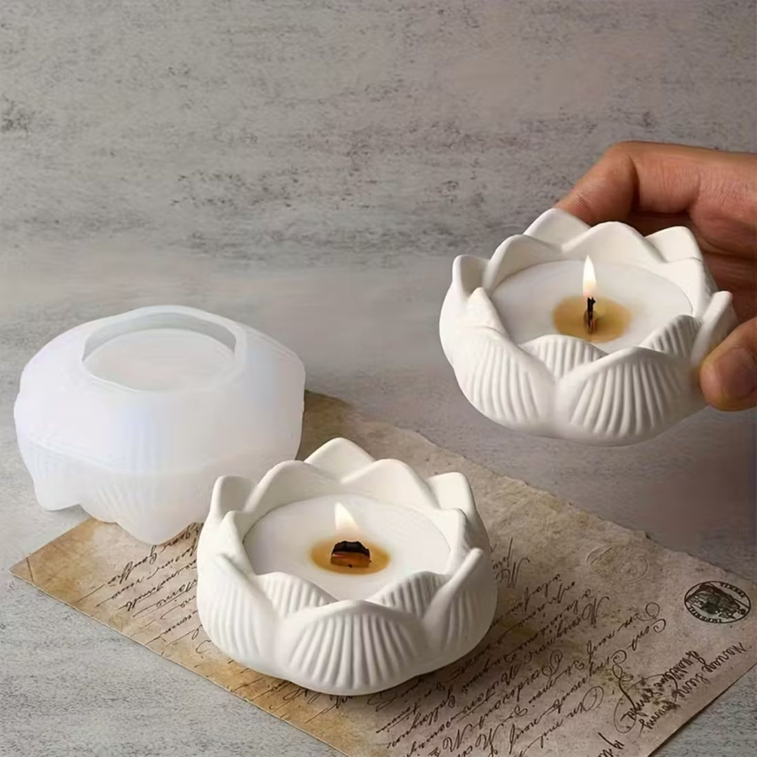 Molde de Silicón Flor de Loto Resina Epóxica y Accesorios Hobbees