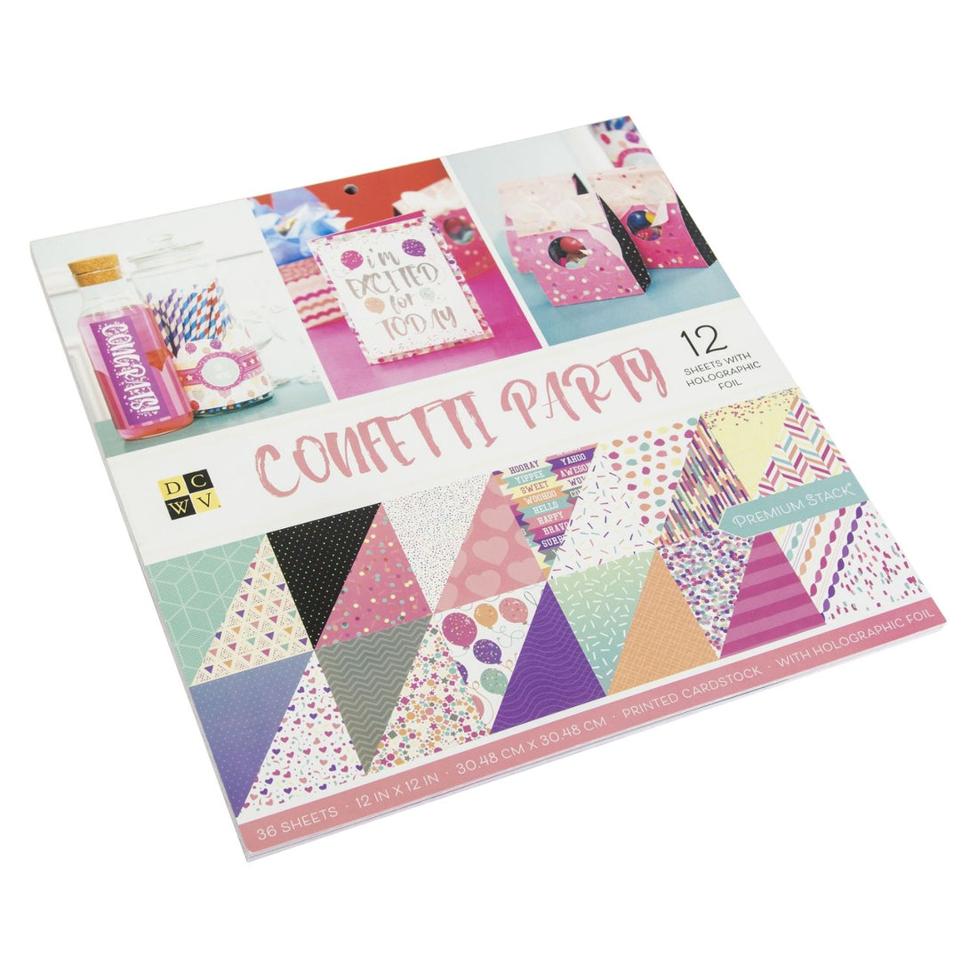 Confetti Party Holographic Foil Paper 12" / Block de Papel Doble Cara Confetti Holográfico Papel DCWV