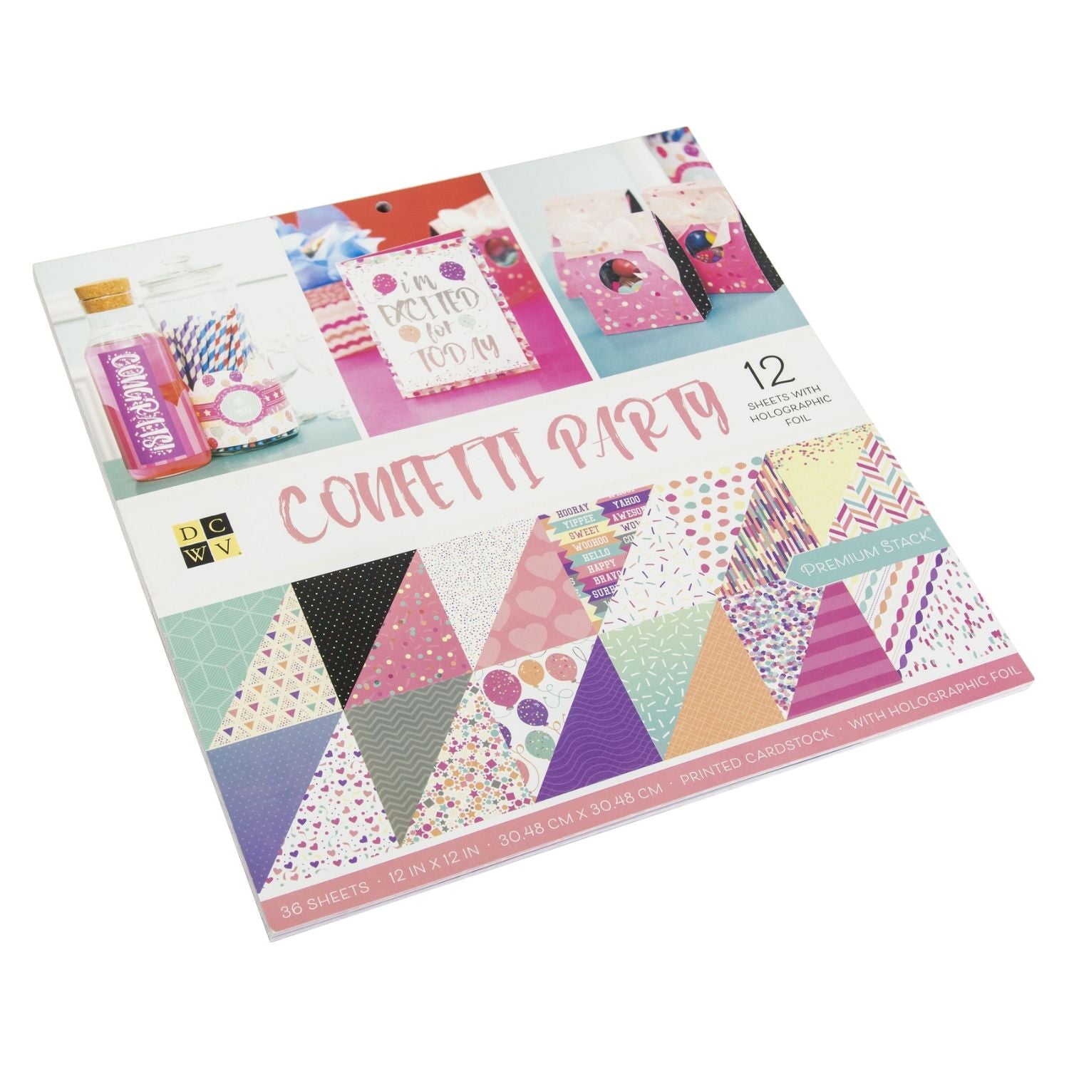 Confetti Party Holographic Foil Paper 12" / Block de Papel Doble Cara Confetti Holográfico Papel DCWV