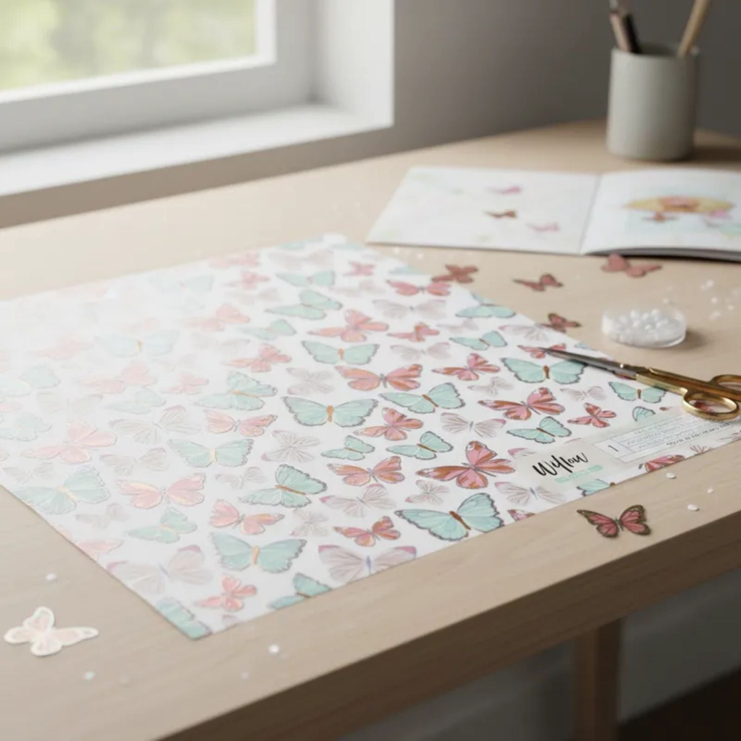 Willow Vellum Paper Sheet / 1 Hoja Papel Albanene Mariposas 12" Papel, Hojas Sueltas Crate Paper