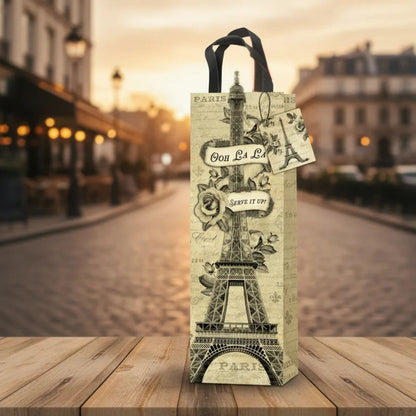 Paris Eiffel Tower Wine Bag / Bolsa de Regalo Para Botella de Vino con Etiqueta Bolsas Ek Success