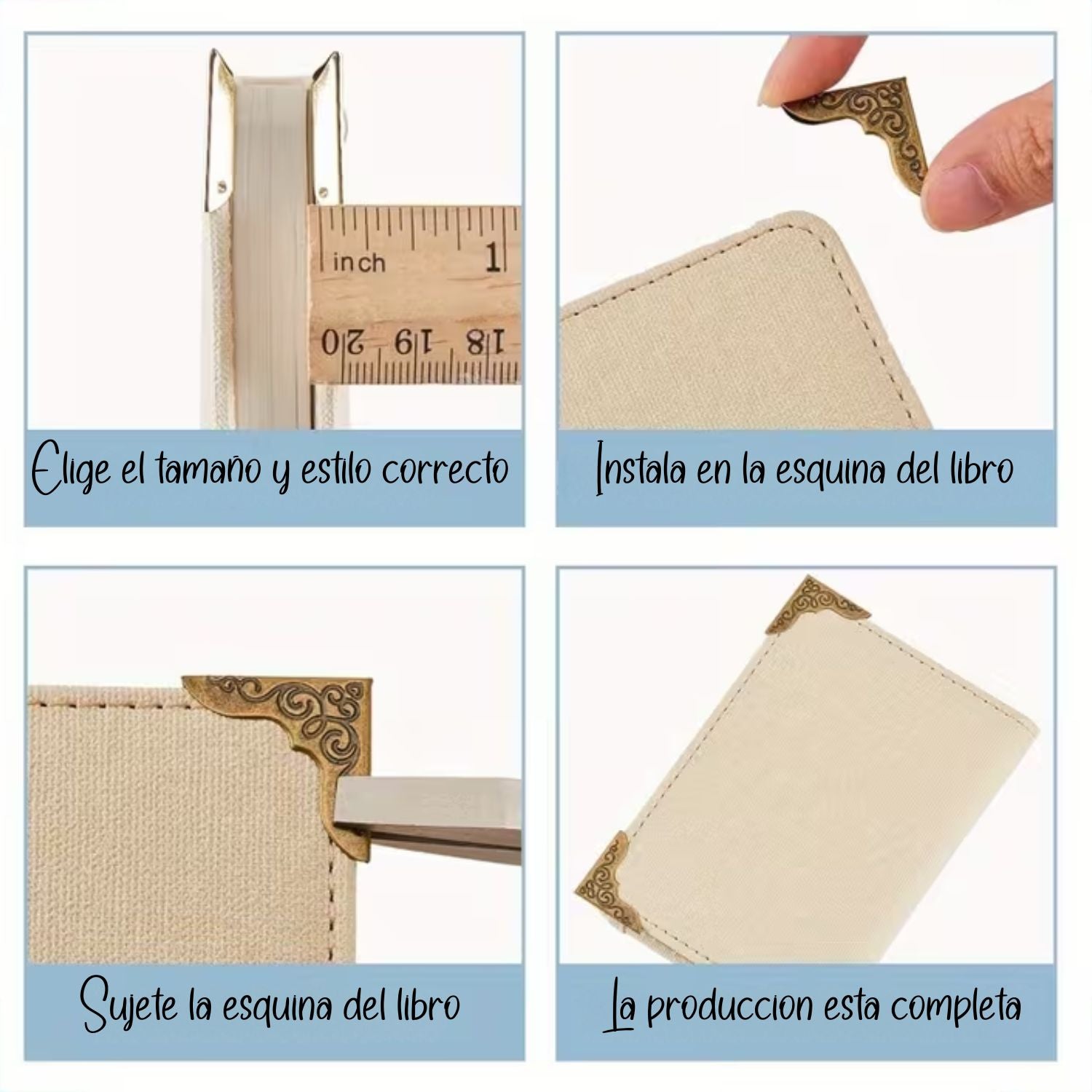 Mini Protectores de Esquinas Plateados 1.3cm Encuadernacion Hobbees