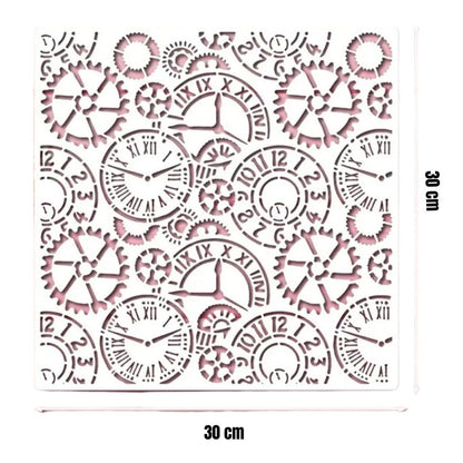 Stencil Relojes y Engranes Tiempo Vintage Esténciles / Plantillas Hobbees