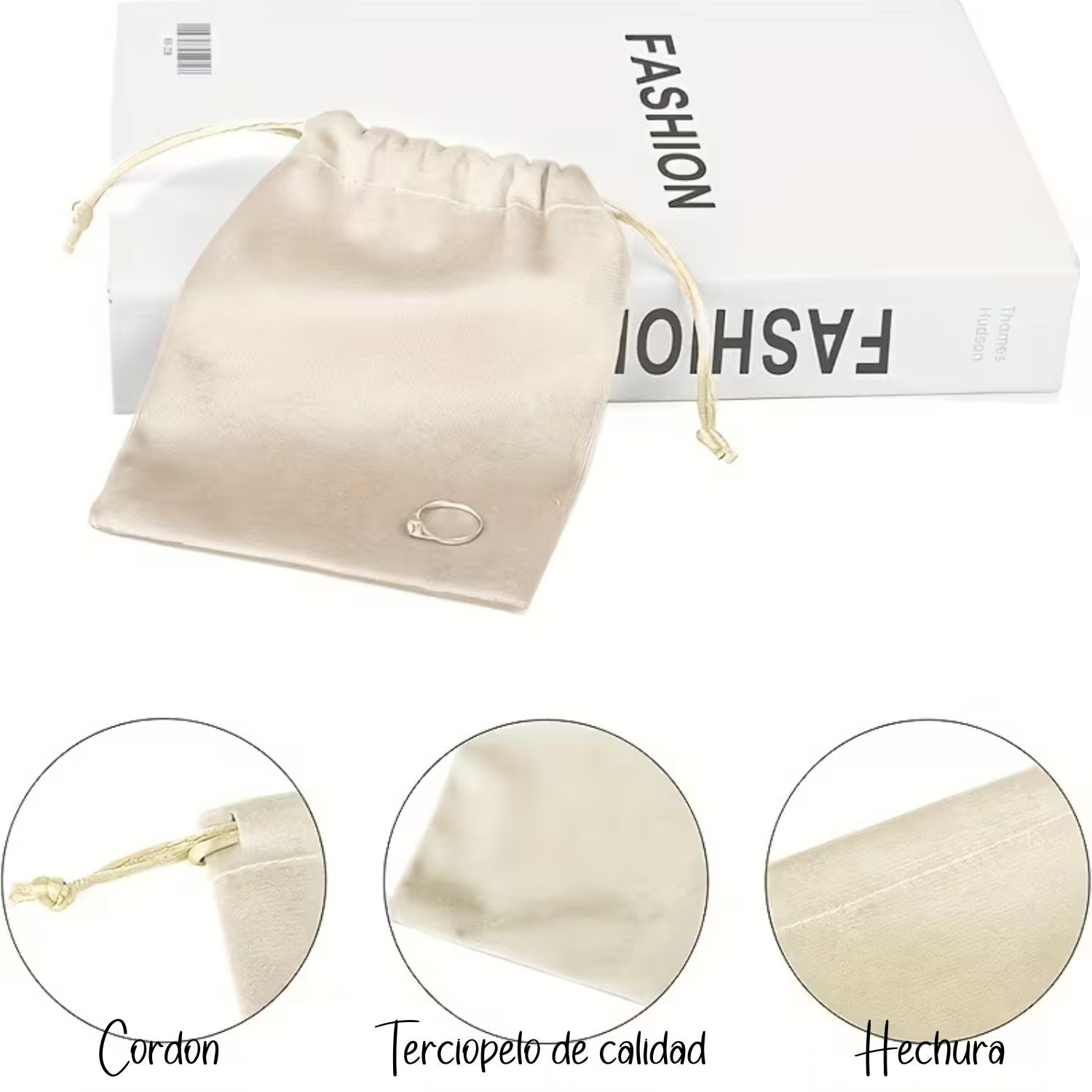 2 Bolsitas de Terciopelo Beige Bolsas Hobbees