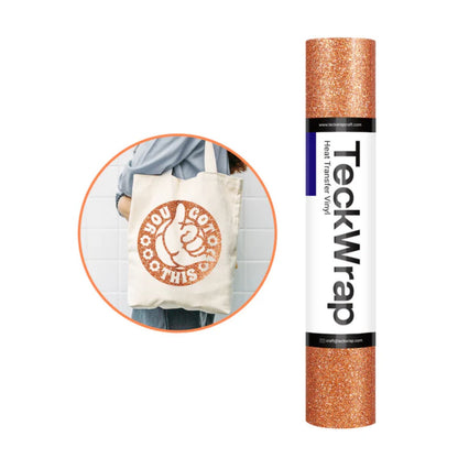 Glitter Heat Transfer Vinyl Coffee Gold / Vinil Diamantina Termoadhesivo Café Dorado Viniles Teckwrap