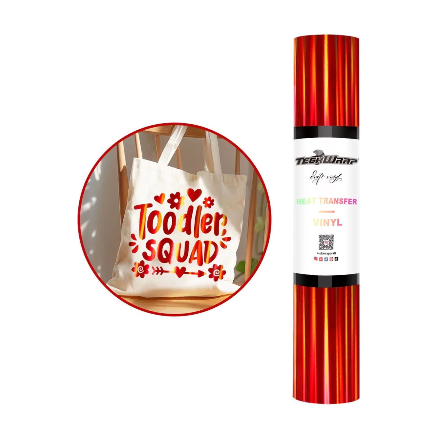 Soft Holo Flame Red HTV / Vinil Termoadhesivo Holográfico Flama Roja Viniles Teckwrap