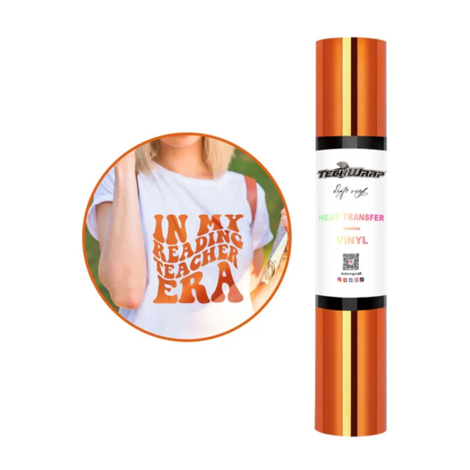 Metallic Chrome Heat Transfer Vinyl Orange / Vinil Metálico Termoadhesivo Naranja Descontinuado Teckwrap