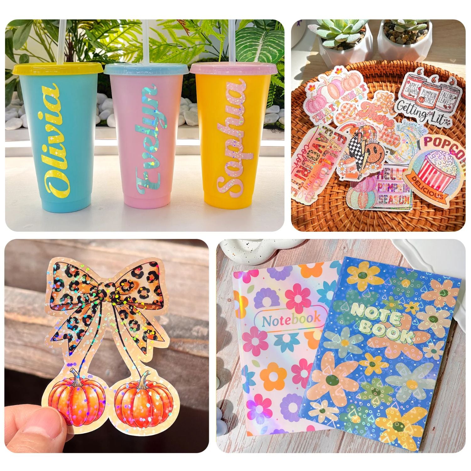 Laminate Sheets Rainbow Holographic / 50 Hojas Laminado Autoadhesivo Arcoiris Holo Acetato y Especializados Teckwrap