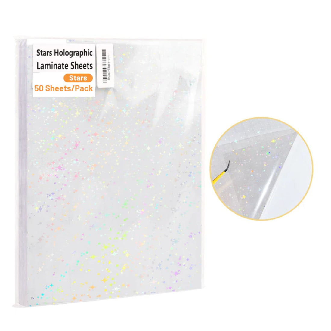 Laminate Sheets Stars Holographic / 50 Hojas Laminado Autoadhesivo Estrellas Holo Acetato y Especializados Teckwrap