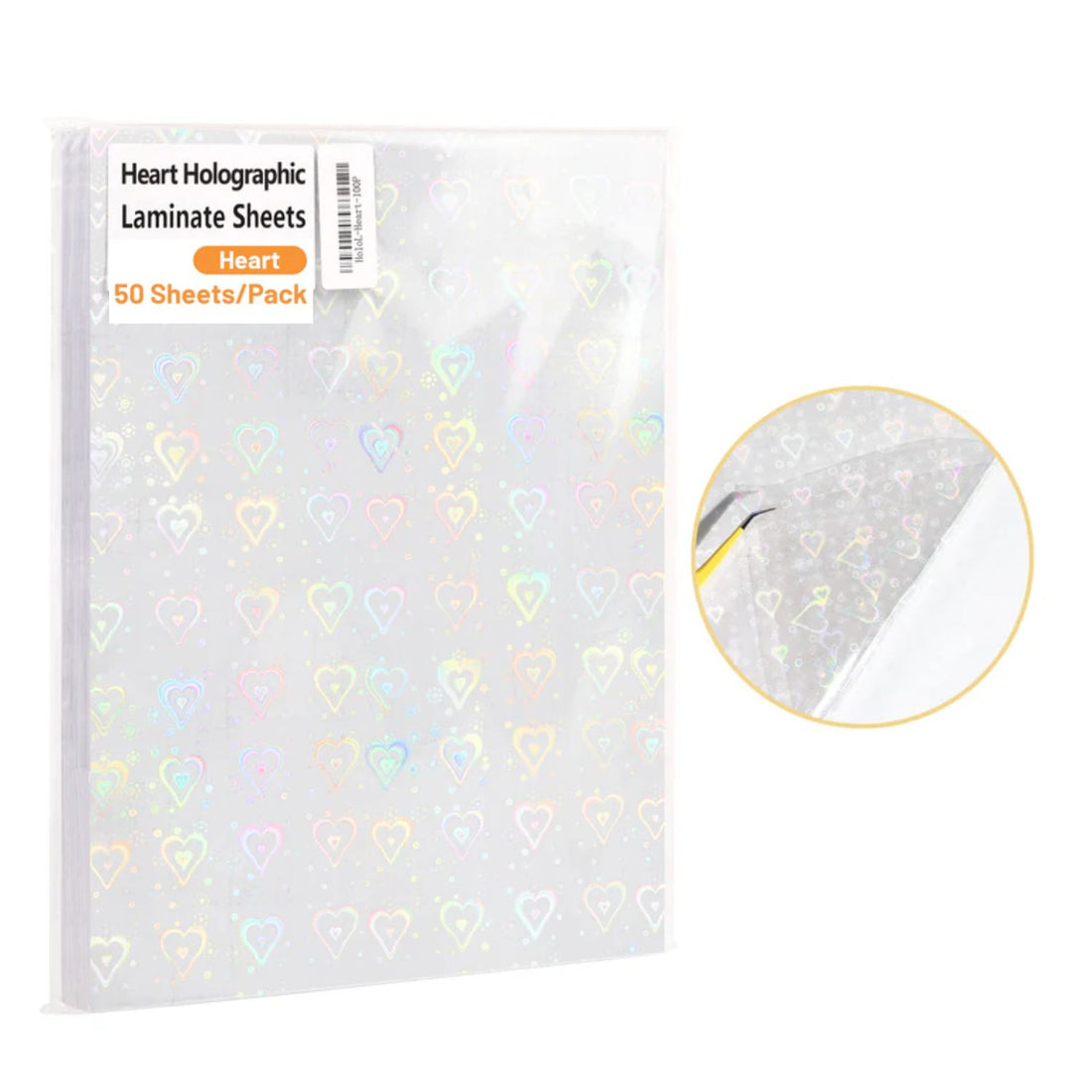Laminate Sheets Heart Holographic / 50 Hojas Laminado Autoadhesivo Corazones Holo Acetato y Especializados Teckwrap