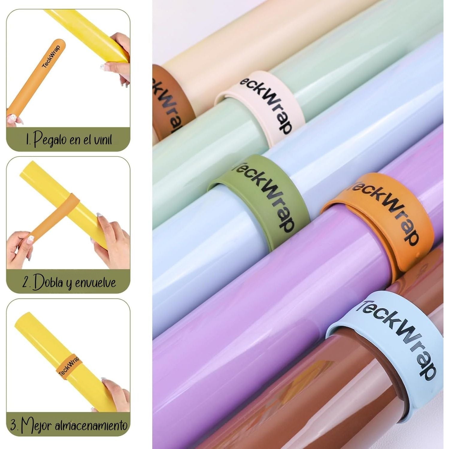 Morandi Silicone Slap Bracelets / Brazaletes Sujeta Rollos Neutros Almacenamiento y Organización Teckwrap