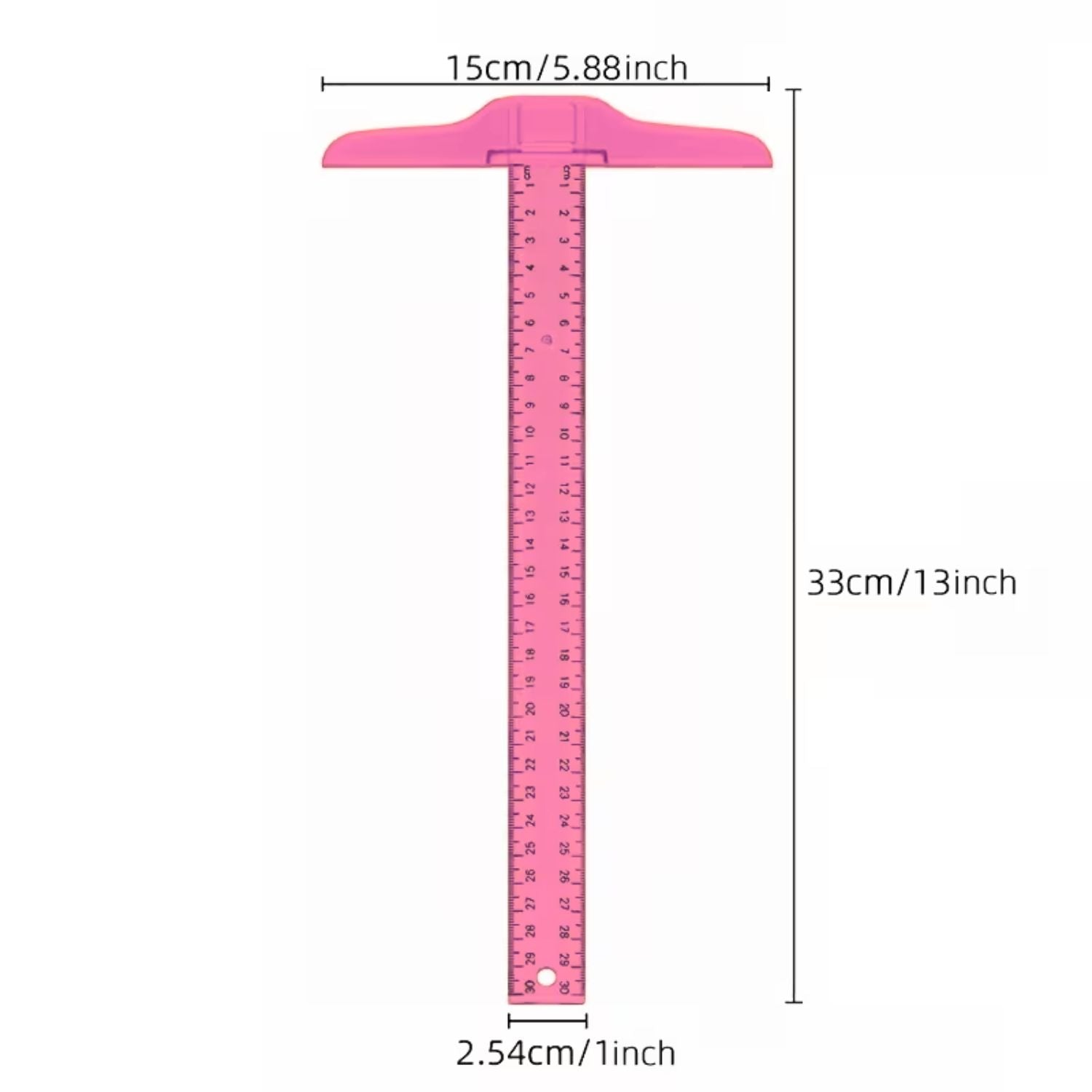 Regla "T" de Acrílico Color Rosa Transparente de 30 cm Borradores y Reglas Hobbees