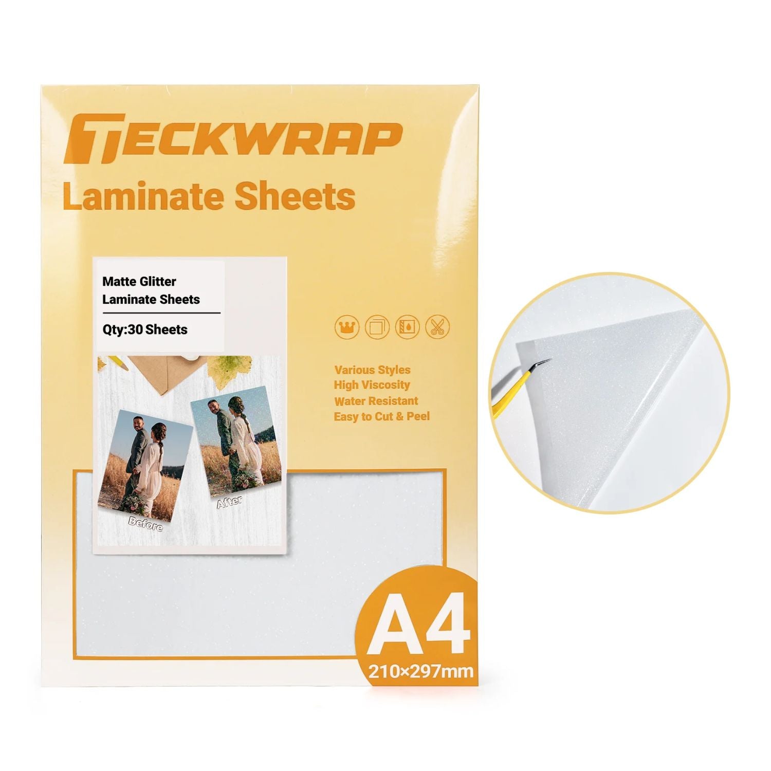 Matte Glitter Laminate Sheets / 15 Hojas para Laminado en Frío Mate Glitter Acetato y Especializados Teckwrap