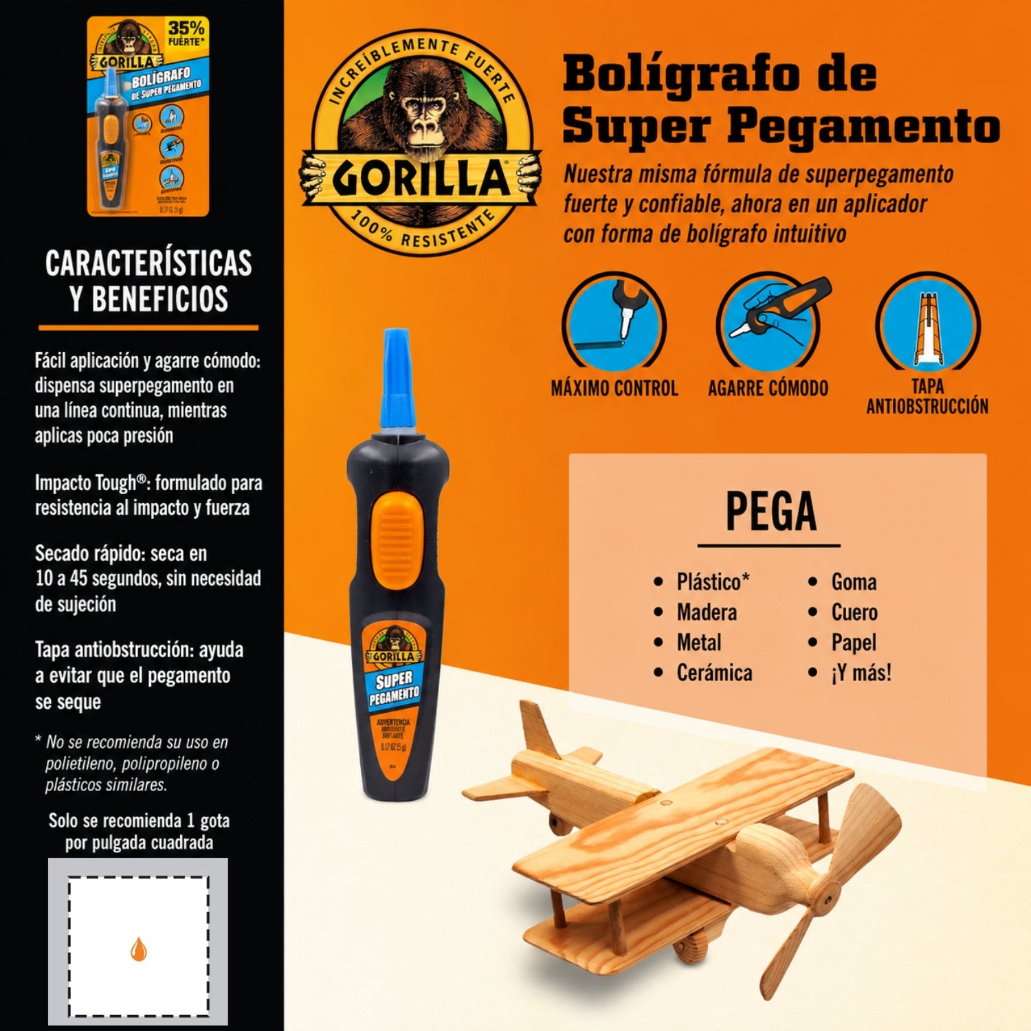 Gorilla Glue Superglue Pen / Pegamento en Bolígrafo Adhesivos / Pegamentos The Gorilla Glue